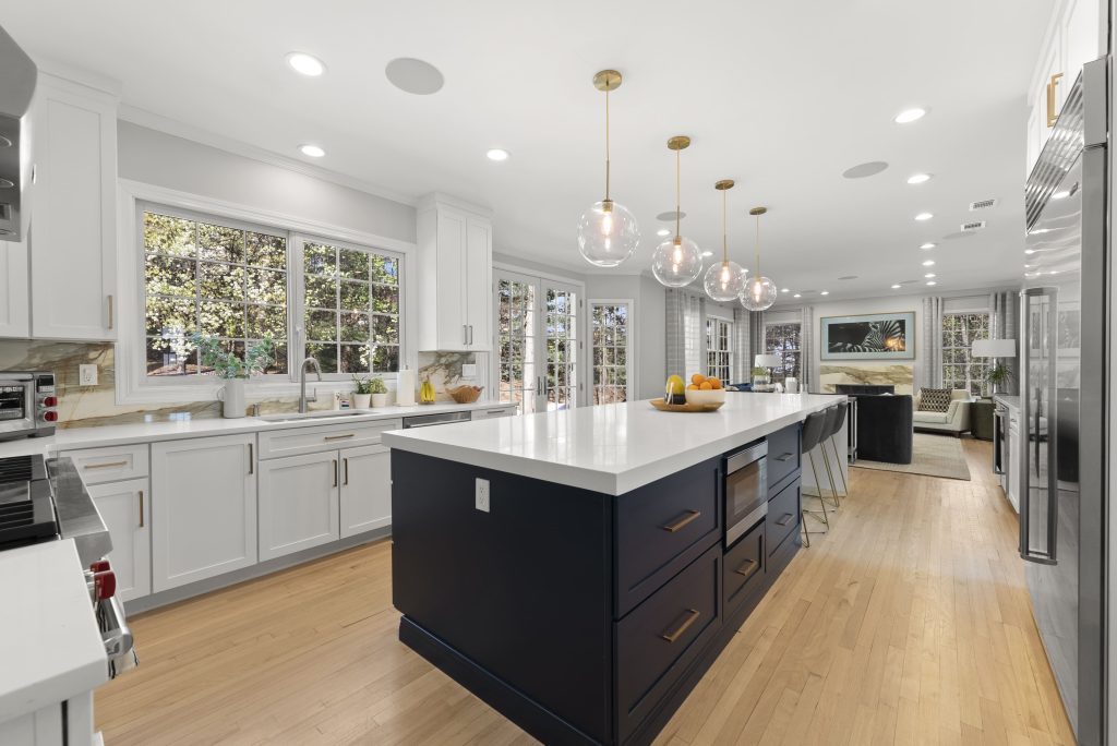 Alex Contractors LLC - Navy Blue Kitchen Island Basking Ridge