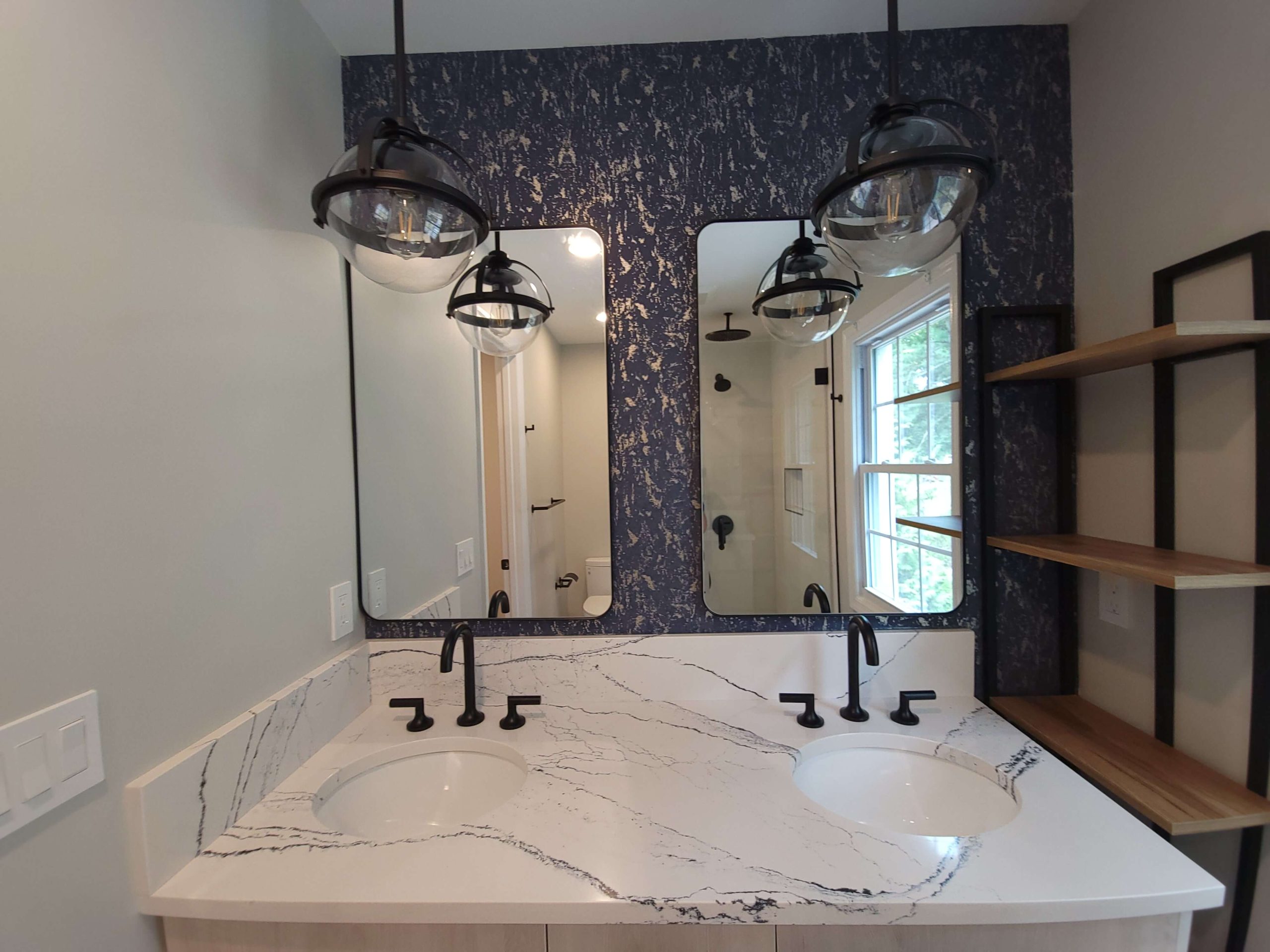 Alex Contractors LLC - pendant lights over double vanity